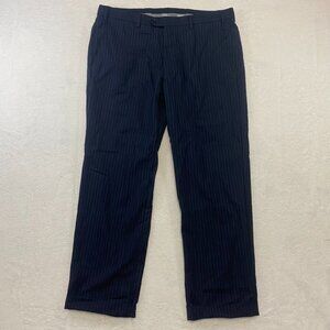 Armani Collezioni Men's Dress Pants 36 x 28 Navy Blue Striped Wool Suit Slacks